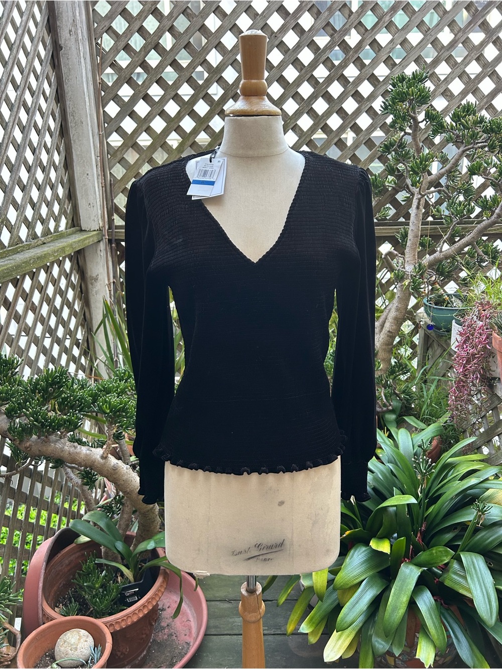 1. State, Black Long Sleeve V-Neck, Velour Ribbed Top, 
- Size L-XL 
NWT